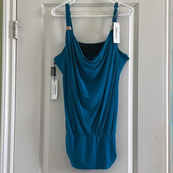 Chicos blue swim tankini top NWT